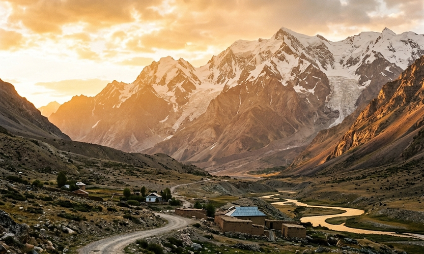 central asia sunset realistic